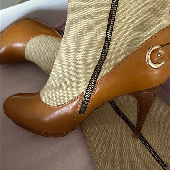 C Label Tan and Cream Heeled Boots - Picture 8 of 16